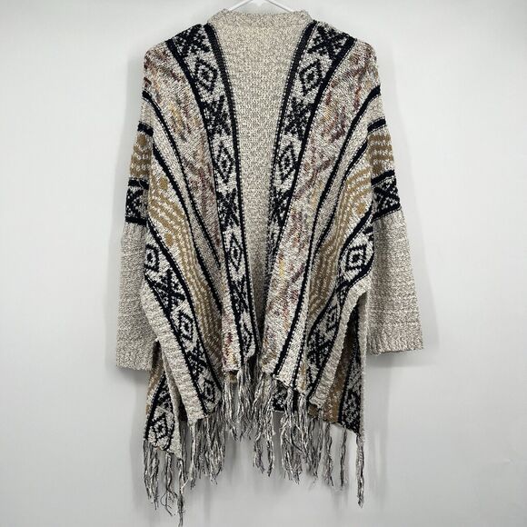 En Creme M/L Western Cardigan Knit Kimono Country Boho Festival Hippie Fringe - Picture 5 of 8